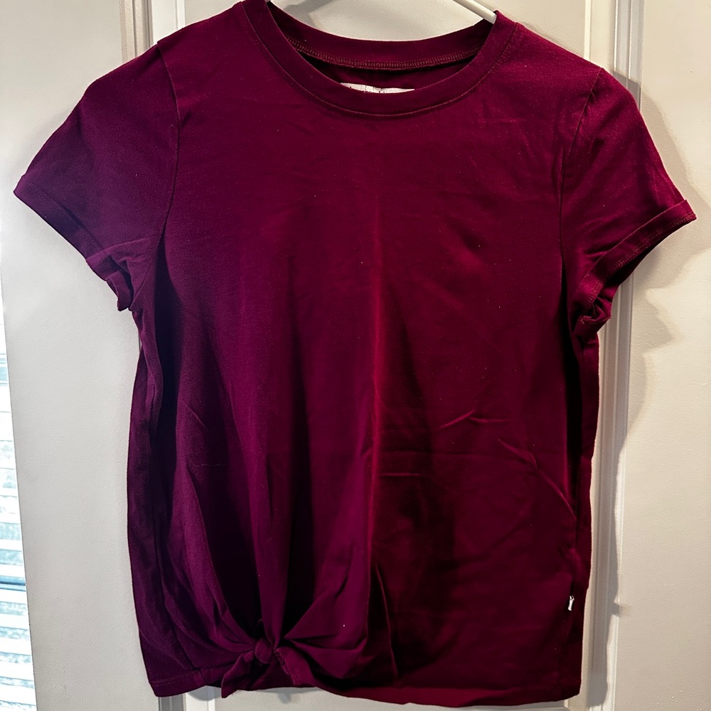Abercrombie Kids Burgundy Knot-Front Tee